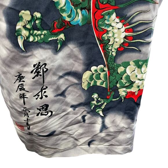 Y2K Chinese Dragon Serpent Tribal Hawaiian Button Up Shirt Men Sz XL Japanese - Picture 6 of 9
